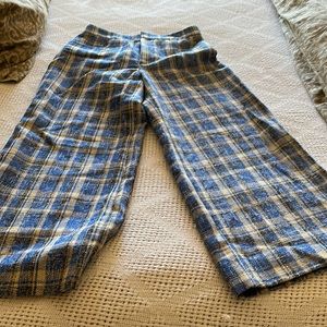 Zara blue plaid cropped culottes. Size XS. Brand new.